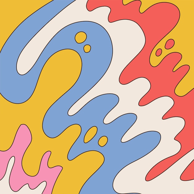 Sfondo astratto con onde colorate design alla moda in stile retrò groovy s disegnato a mano lineare vect