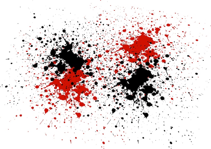 Vettore sfondo astratto con splatters di colore rosso e nero