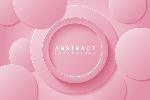 Sfondo astratto con strato di papercut rosa cerchio 3d
