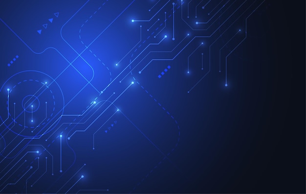 Sfondo astratto con struttura del circuito di tecnologia. Illustrazione della scheda madre elettronica. Comunicazione e concetto di ingegneria. Illustrazione vettoriale