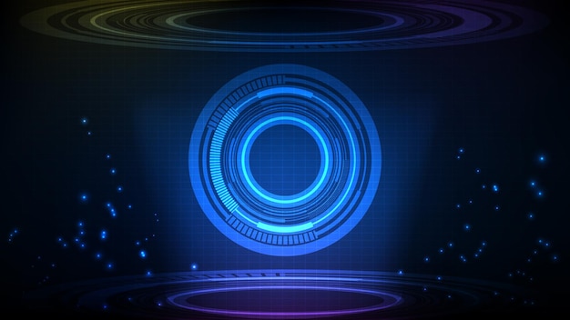 Sfondo astratto dell'interfaccia di visualizzazione hud di tecnologia futuristica blu