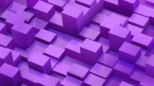 Sfondo astratto di cubi e parallelepipedi nei colori viola
