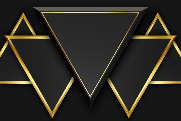 Sfondo astratto di lusso dorato e nero Triangolo con sfondo vettoriale glitter oro