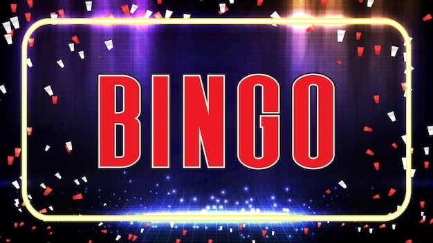 Sfondo astratto di neon bingo segno e coriandoli