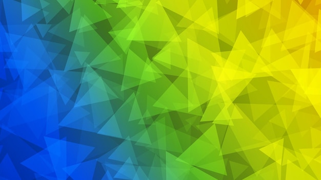 Sfondo astratto di piccoli triangoli nei colori giallo, verde e blu