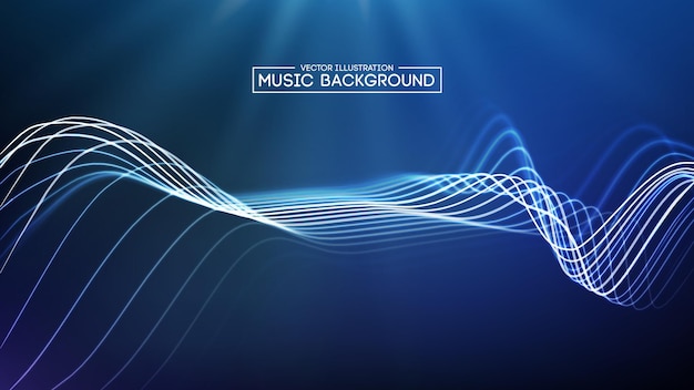 Sfondo astratto onda musicale blu Illustrazione vettoriale dell'onda sonora Big Data Equalizzatore audio digitale futur backround EPS 10