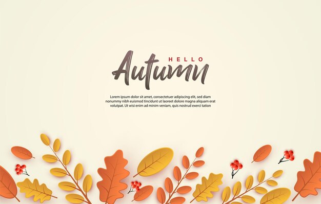 Sfondo autunnale con foglie sotto la scritta