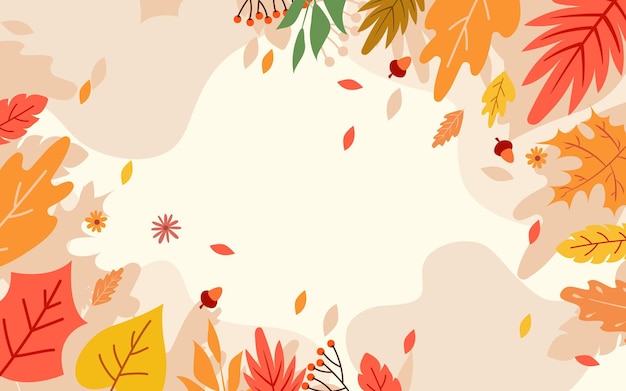 Sfondo autunnale disegnato con foglie autunnali