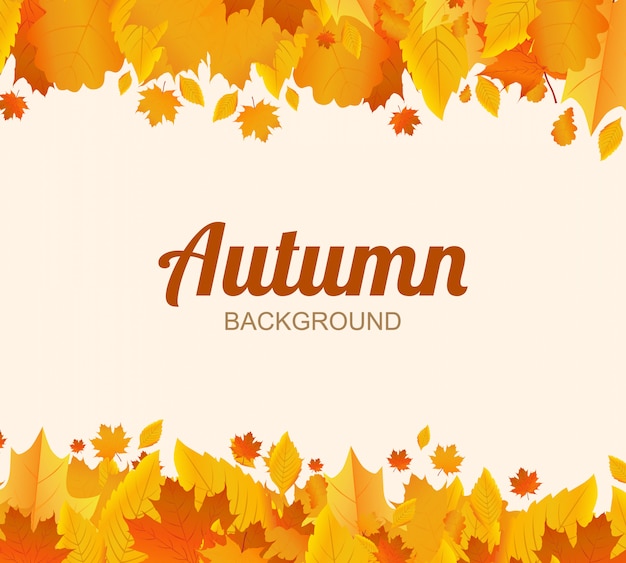 Sfondo autunnale. Foglie d'albero. Design per la stagione autunnale. Illustrazione vettoriale