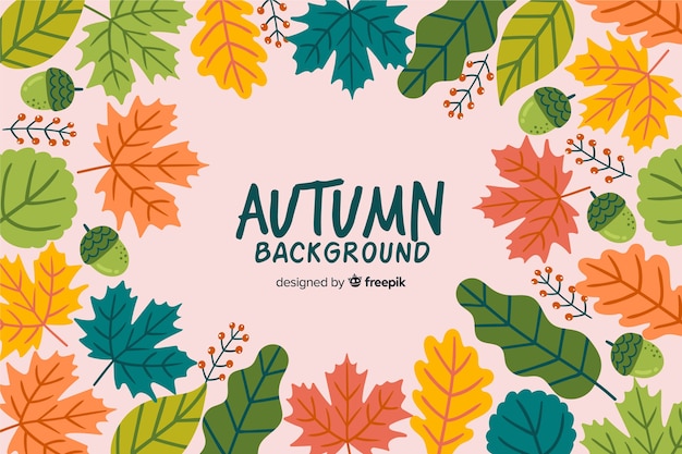 Sfondo autunno disegnato a mano con foglie