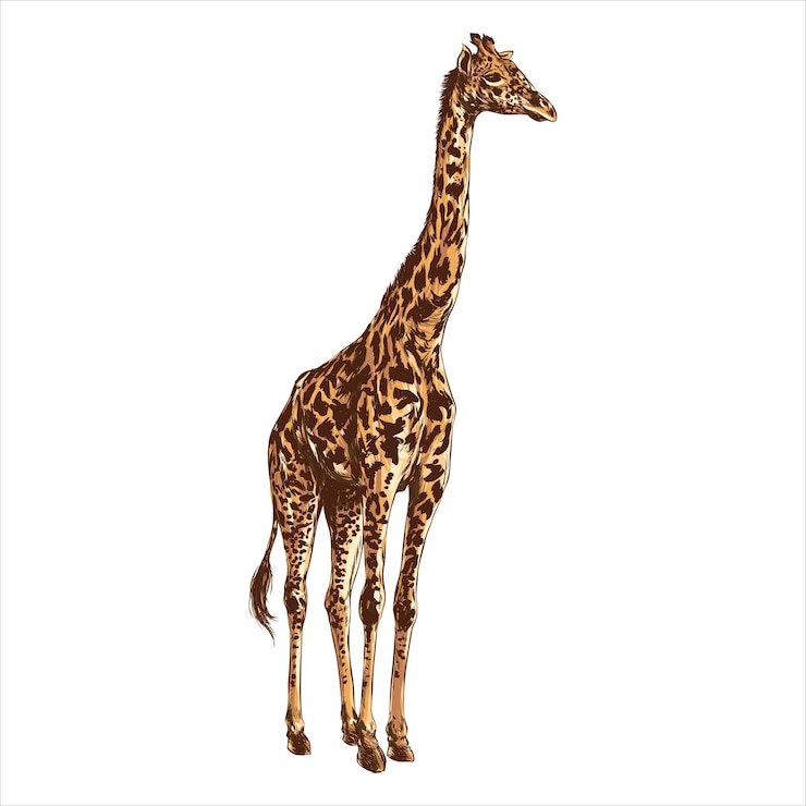 Vettore sfondo bianco e vintage dipinto a mano dell'acquerello della giraffa
