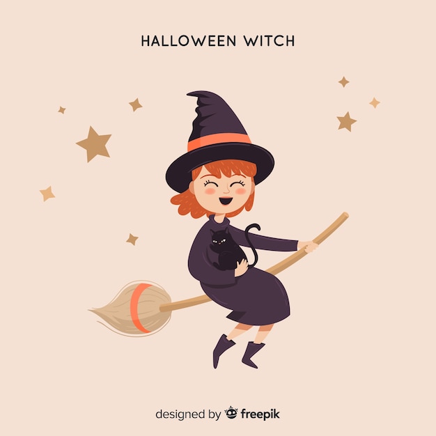 Sfondo carino strega di halloween