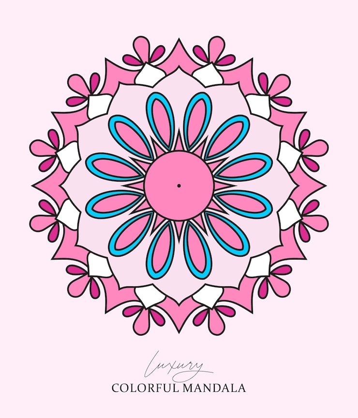 Vettore sfondo colorato mandala illustrazione su stile doodle