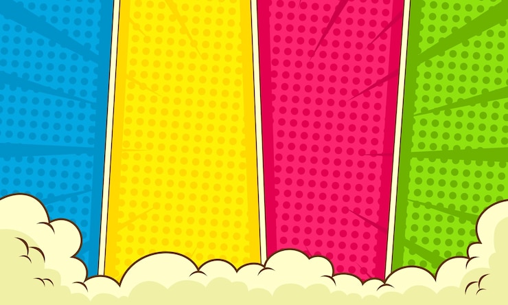 Vettore sfondo comico colorato con nuvola