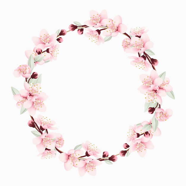 sfondo cornice floreale con fiori di ciliegio