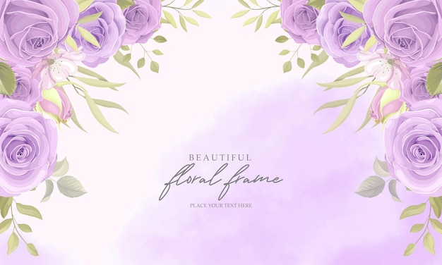 Sfondo cornice floreale con rose viola