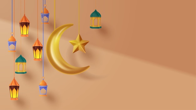 Sfondo decorativo islamico con ornamento islamico Illustrazione 3D vettoriale