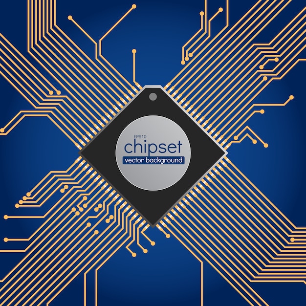 Sfondo del circuito chipset, colori blu e oro