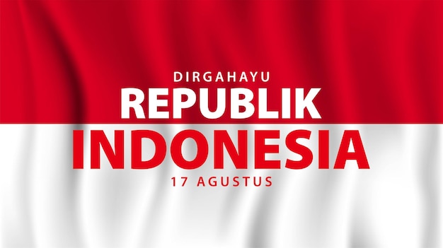 Sfondo del giorno dell'indipendenza dell'Indonesia con bandiera ondulata