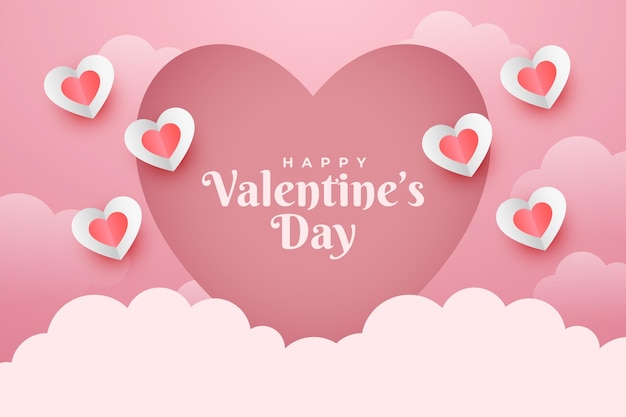 Sfondo del giorno di San Valentino con una composizione di cuori d'amore decorativi vista superiore