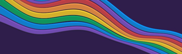 Sfondo del mese dell'orgoglio LGBTQ Illustrazione a colori della forma dell'onda arcobaleno