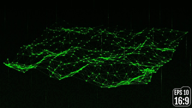 sfondo del paesaggio di rendering 3d. Griglia del paesaggio del cyberspazio. 3d