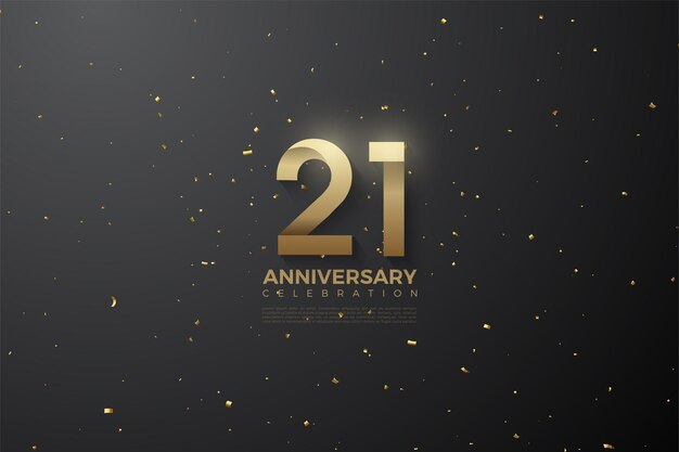 Sfondo del ventunesimo anniversario con illustrazione di numeri modellati morbidi.
