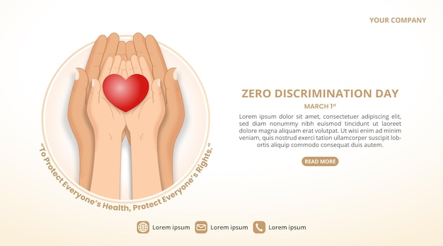 Sfondo della Giornata Zero Discriminazione con le mani che tengono l'amore