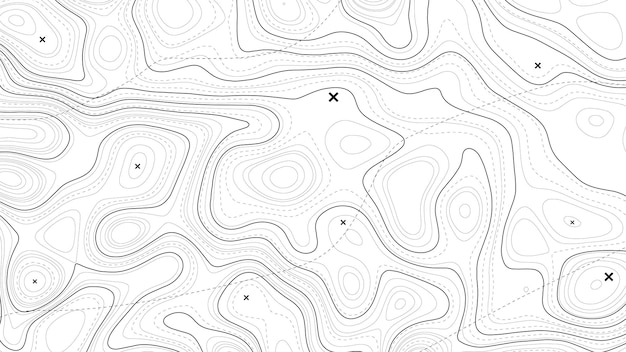 Sfondo della mappa di contorno Schema geografico vettoriale e terreno Mappa della griglia della topografia leggera