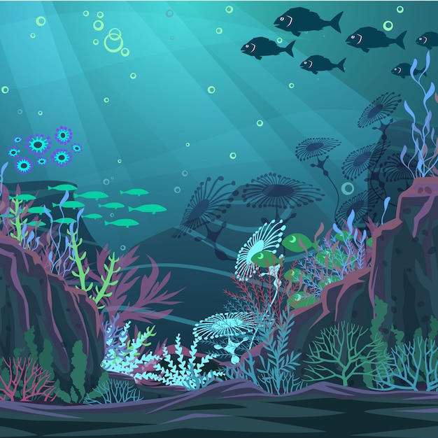 Sfondo della natura subacquea. Illustrazione vettoriale