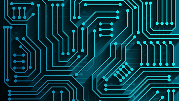 Sfondo della tecnologia dei circuiti con sistema di connessione dati digitali hi-tech e progettazione elettronica del computer