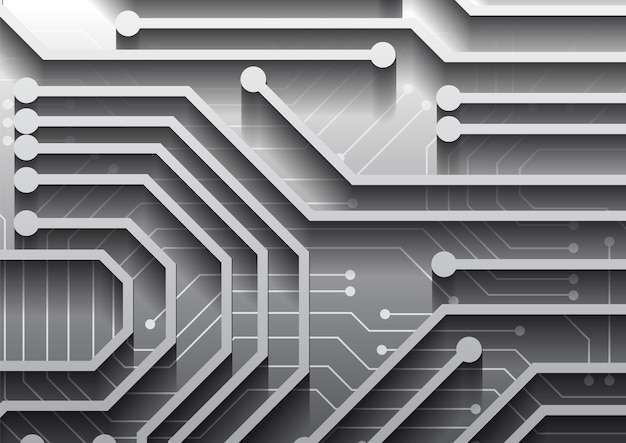 Sfondo della tecnologia dei circuiti con sistema di connessione dati digitali hi-tech e progettazione elettronica del computer