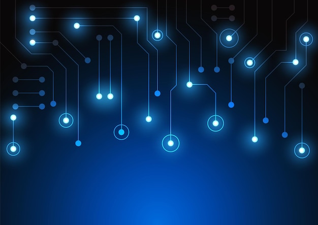 Sfondo della tecnologia dei circuiti con sistema di connessione dati digitali hi-tech e progettazione elettronica del computer