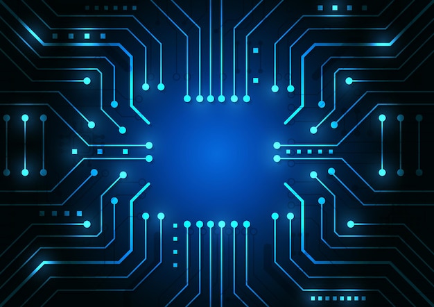 Sfondo della tecnologia dei circuiti con sistema di connessione dati digitali hi-tech e progettazione elettronica del computer