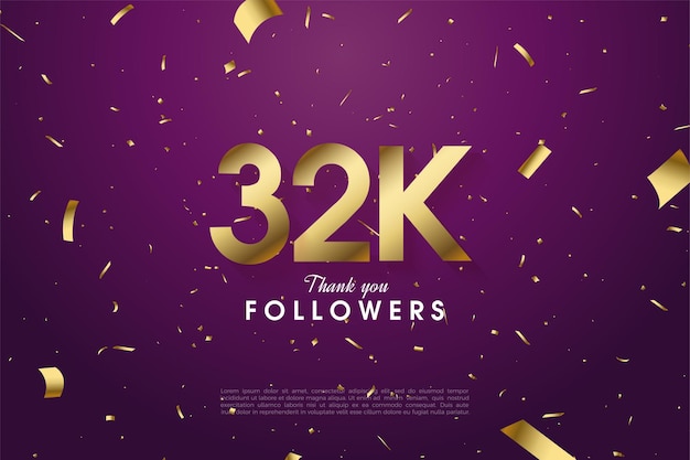 Sfondo di 32k follower con design numero piatto