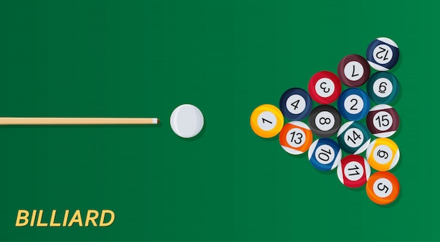 Sfondo di biliardo o snooker. Buon modello di progettazione per banner, carta, flyer. illustrazione.