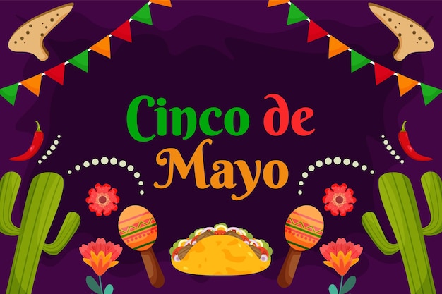 Sfondo di celebrazione Cinco De Mayo piatto con elemento particellare