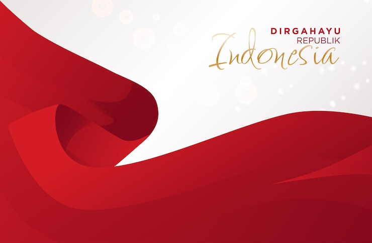 Vettore sfondo di celebrazione del giorno dell'indipendenza dell'indonesia con bandiera sventolante