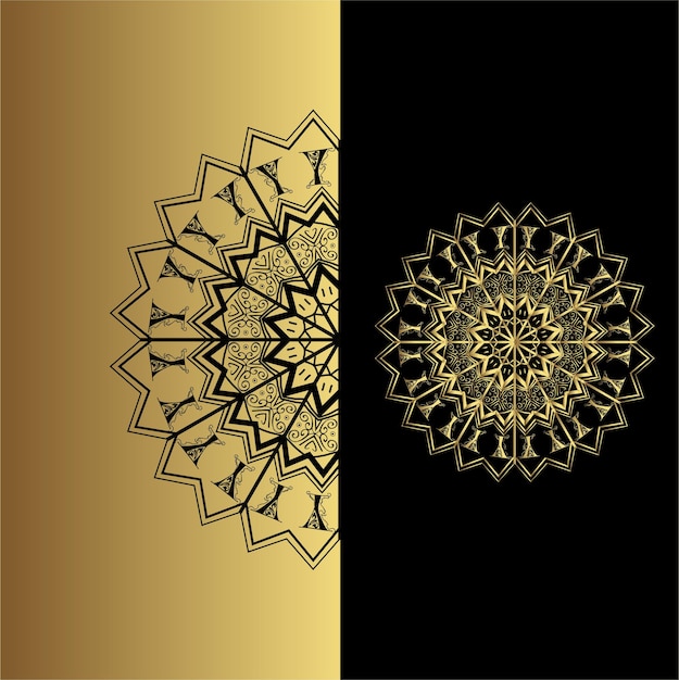 Sfondo di design effetto mandala ornamentale di lusso vettoriale in colore oro