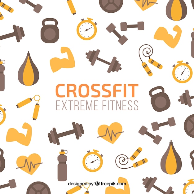 Sfondo di elementi di fitness in design piatto