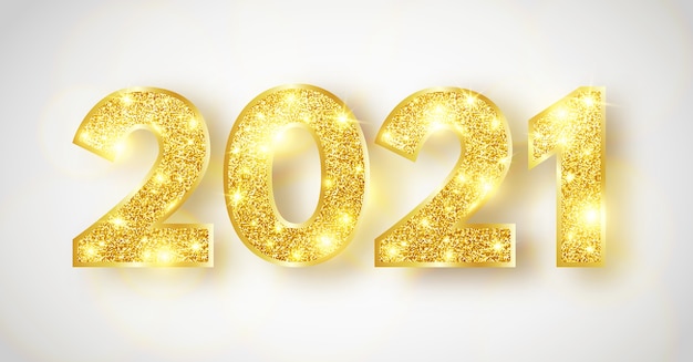 Sfondo di felice anno nuovo 2021. Numeri scintillanti di lusso.