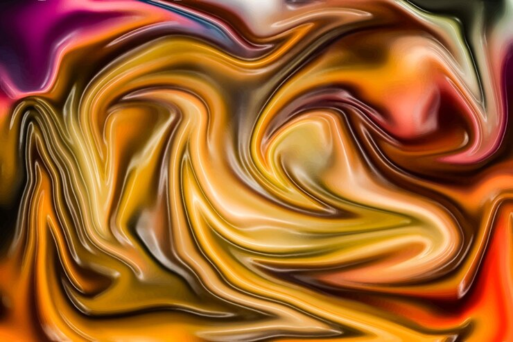 Vettore sfondo di flusso giallo moderno. arte fluida, vortici colorati glitterati