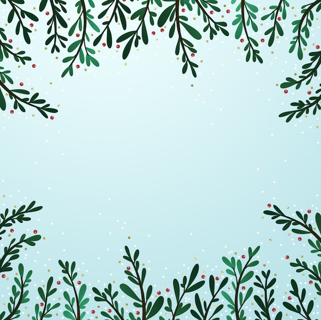 Sfondo di foglie di Natale disegnato a mano