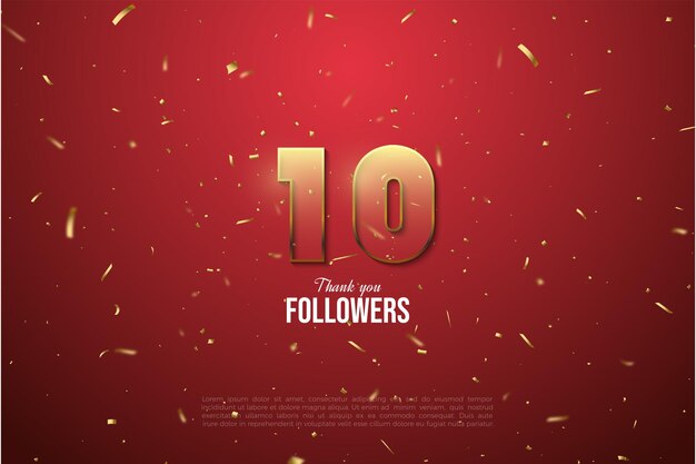 Sfondo di follower 10k con figura a strisce marrone dorato con bordi