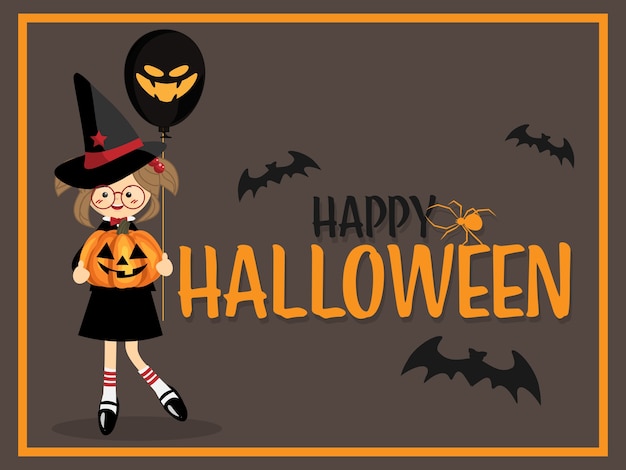 Sfondo di Halloween con testo Happy Halloween.