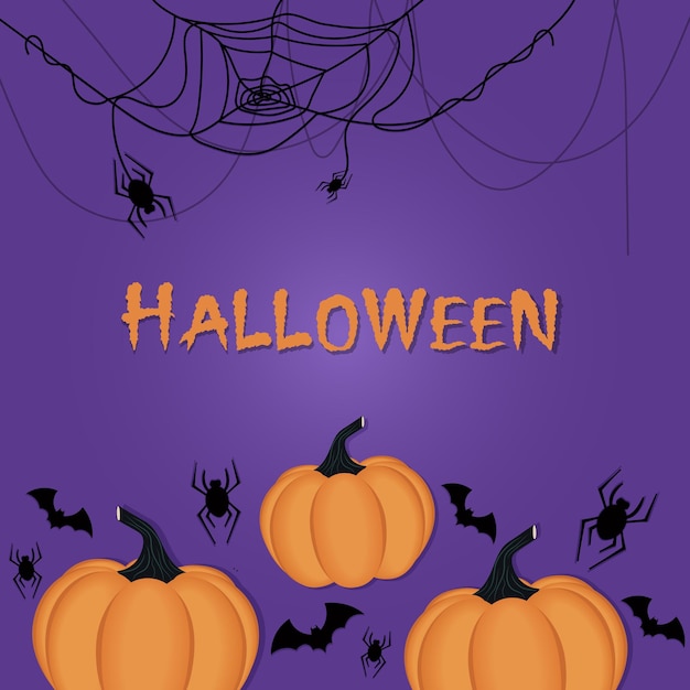 Sfondo di Halloween con zucche, pipistrelli e ragni Lo sfondo è ottimo per le cartoline o gli opuscoli