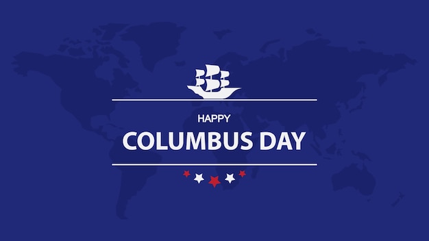 Sfondo di Happy Columbus Day con silhouette di nave e timone