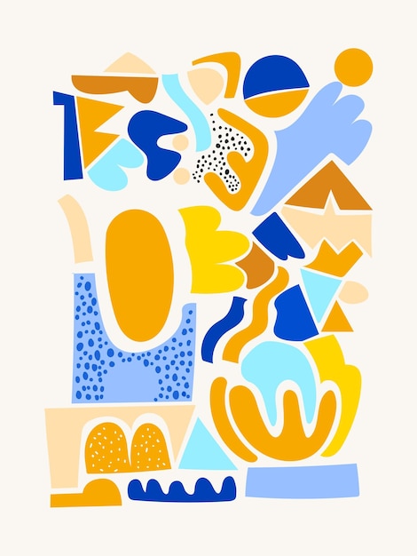 Sfondo di illustrazione vettoriale disegnato a mano geometrico di forme colorate di Memphis