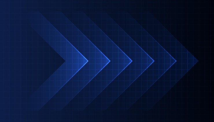 Vettore sfondo di luce a freccia blu luminosa tecnologia di crescita digitale futura