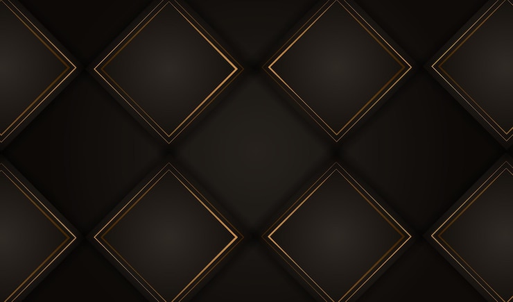 Vettore sfondo di lusso marrone scuro astratto con linea dorata. stile taglio carta 3d. illustrazione vettoriale